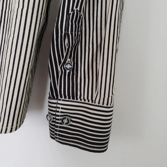 Mens Slim Fit Stretch Black Button Shirt M Medium - Picture 3 of 8